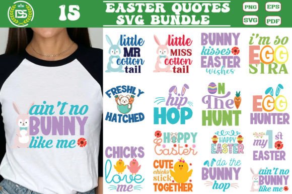 Easter Quote SVG Bundle Cute Easter Cl Graphics in Crafts