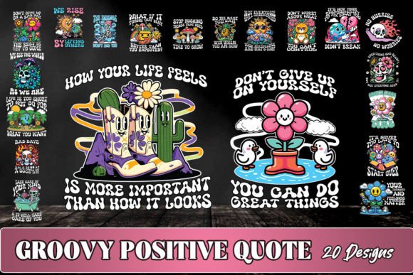 Groovy Positive Quote SVG Bundle for Graphics and Crafts